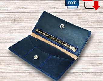 Pattern A3 Long Wallet - Pdf Leather Craft Pattern - Unisex Long Wallet - Vegetable Tanned Leather Work Template Dxf - pdf - Card Money Clip