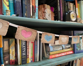 Transgender Pride Banner, Love Hearts Garland