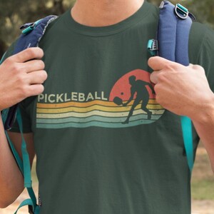 Pickleball T-Shirt: Retro Sunset Design, Unisex Cotton Tee