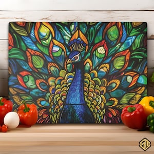 Tempered Glass Cutting Board: Vibrant Kitchen Decor - Rubber Feet