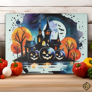 Tempered Glass Cutting Board: Vibrant Kitchen Decor - Rubber Feet