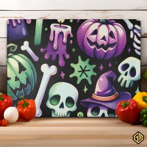 Tempered Glass Cutting Board: Vibrant Kitchen Decor - Rubber Feet