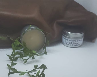 Leather| Earthy, woodsy| Soy Candle|SaddleUp| Western| Cotton wick|100% Natural| Non-Toxic