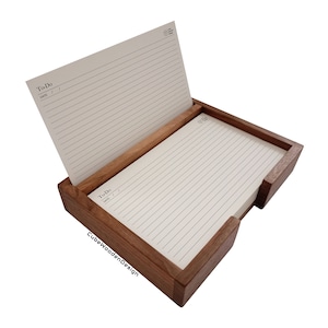 Porta notas de madera de 3 x 5 pulgadas, lista de tareas, lista de verificación, portatarjetas, bandeja de papel, caja de nogal, accesorios organizadores de escritorio de oficina