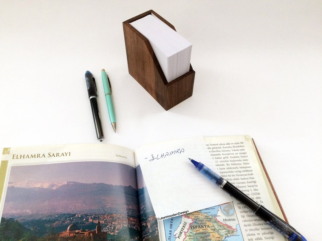 Note Cube Holder, Wooden Memo Block Holder, Sticky Note Paper Holder