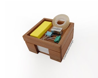 wooden memo block holder and tray, sticky note paper holder, walnut box,  Office Desk Organizer Accessories