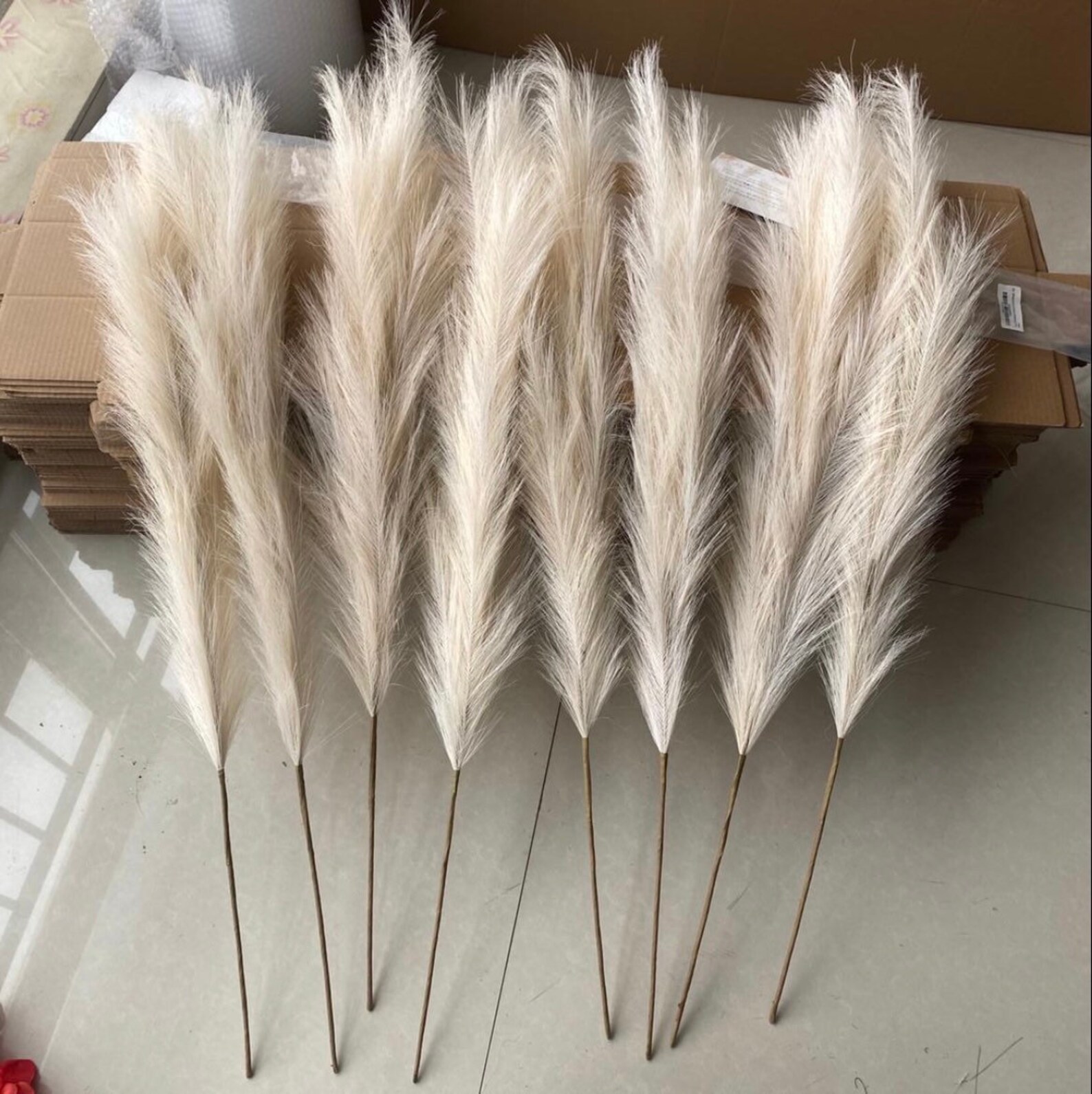 Large 110cm Faux Pampas Grass Feather Plume White Cream Beige - Etsy UK