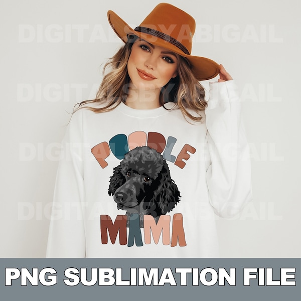 Poodle Mama PNG Boho black standard poodle Sublimation File Dog Mama PNG Dog Shirt Dog Mom Shirt Black Poodle Mama Animal Shirt Design