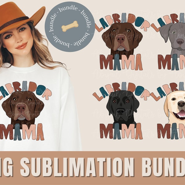 Design Bundle Labrador Retriever Mama PNG Boho Doodle Mama Dog Sublimation File Dog Mama PNG Dog Mama Shirt 4 Pack Lab Mama Mug Pillow
