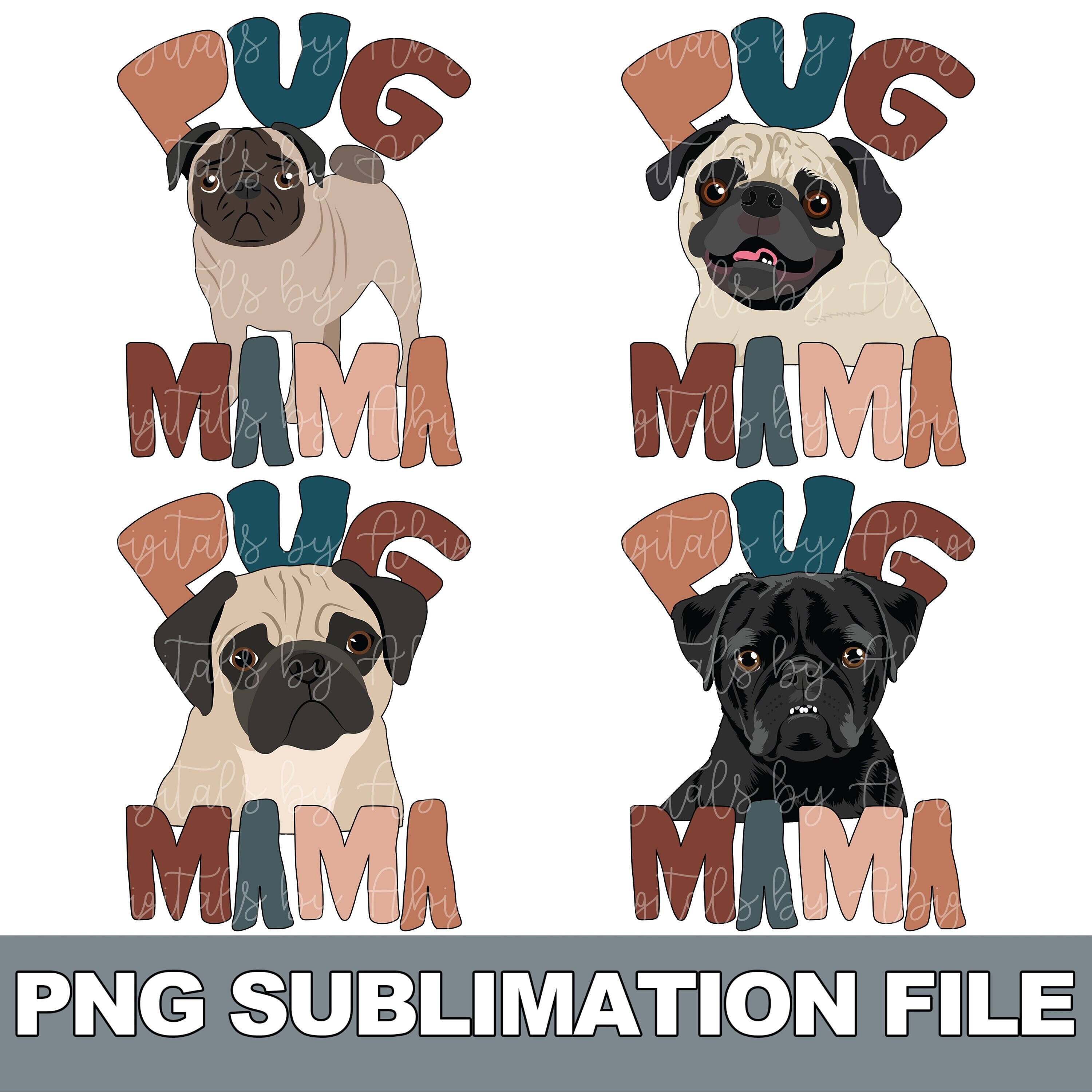 Design Bundle Pug Mama PNG Boho Pug Mama Dog Sublimation File Dog Mama ...