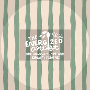 Hand Drawn Wavy Stripe Seamless Pattern – Cottagecore Sage Green Stripes, 300 DPI PNG for Fabric, Wallpaper, Digital Scrapbook