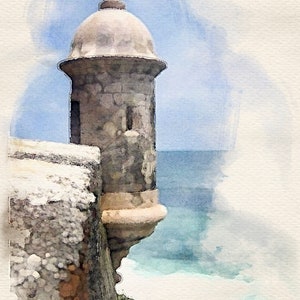 Landmark Digital Watercolor Portrait | El Morro