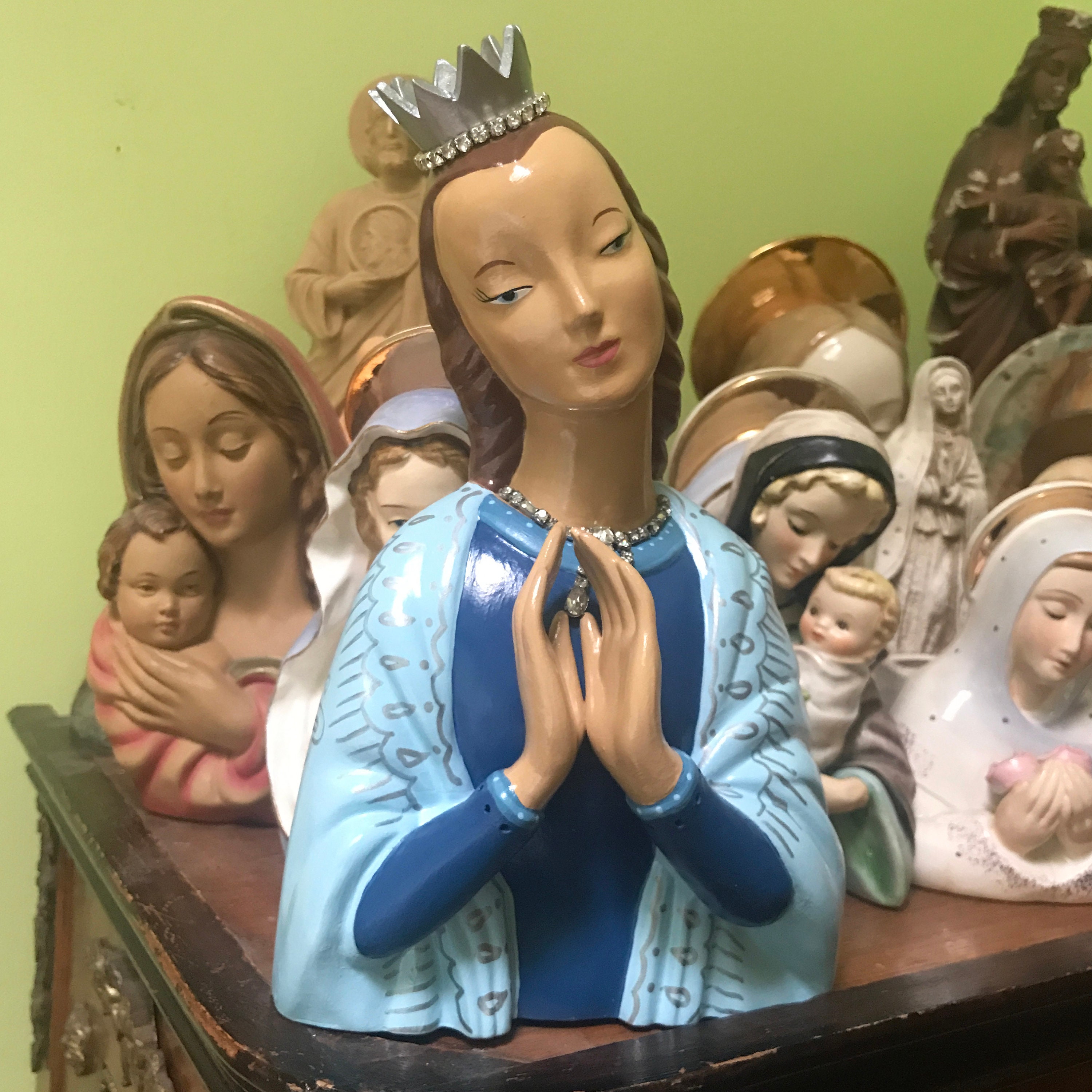 Handpainted Virgin Mary Holy Mary Statue Blessed Mother - Etsy