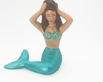 Vintage Ceramic Mermaid Figurine: Mid-Century Beach Decor