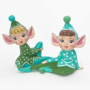 Vintage Christmas elf, Mid century modern elf, Retro style pixie, ceramic elf, ceramic pixie, Vintage Christmas decor, Elf figurine, pixie