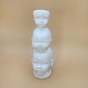 Ceramic Doll Heads Vase: Unique Bud Vase Art