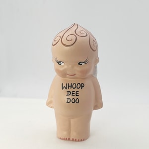 Vintage Kewpie Doll, Sarcastic kewpie, Cupie with Message, WHOOP DEE DOO, Ceramic Doll, Funny Kewpie Doll, Wiseass Gift, Sassy Work Gift