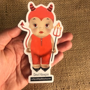 Devil Kewpie sticker, large Sticker, Kewpie Sticker, Devil Sticker, Laptop Sticker, Fun sticker, Vinyl sticker, Die cut kewpie sticker
