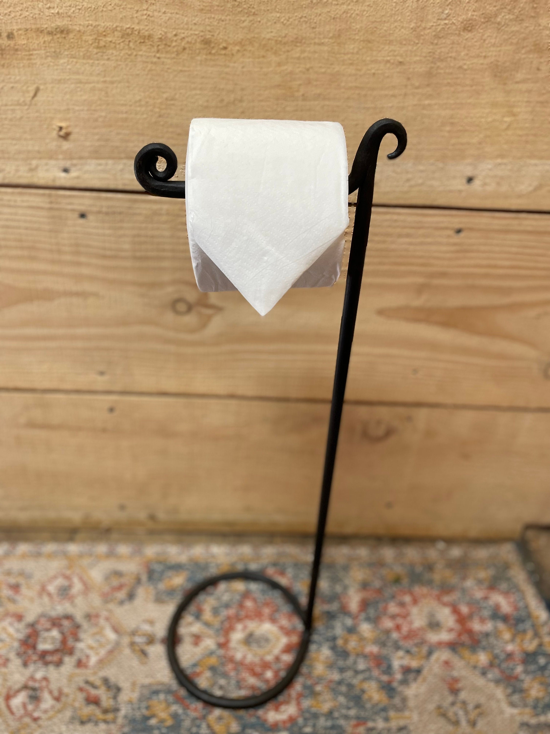 Free Standing Toilet Paper Holder Wooden Shelf Multiple Roll