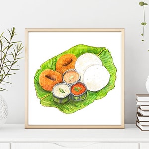 Idly Vada | South Indian Cuisine | Food Art | Chennai | Chennai Wall Decor | Chennai Art | Indian Painting | Digital Art | Indian Food