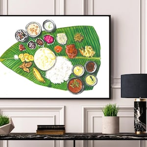 South Asian Thali | Watercolor Art | Digital Printable Art | Chennai | Kerala