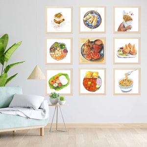 Indian Street Food Collection | Set of 9 Digital Printable Artwork  | Indian Art | Desi Food Art