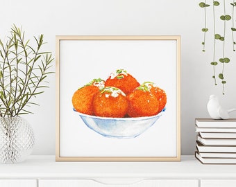 Indian Desserts: Motichoor Laddu | Motichoor Laddoo | Indian Food Art | Watercolor Digital Art