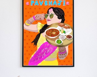 Indie Pop  Digital Printable Art | Food Art | Indian Food Art | Desi Art | Pav Bhaji