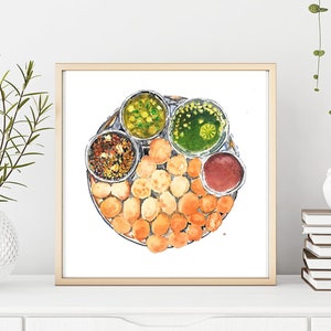 Indian Street Eats | Panipuri | Gol Gappa | Gup Chup | Phuchka | Patashe | Delhi | Mumbai | Indian Street Food | Indian Art | Watercolor Art