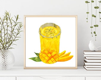 Mango Lassi | Printable Art | Indian Food Art | Watercolor Digital Art