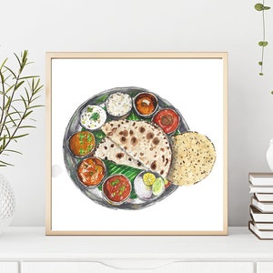 Indian Thali | Watercolor Art | Digital Art | Food Art | Indian Art