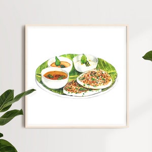 Uthappam | Watercolor Art | Printable Digital Download | Chennai | Indian Cuisine