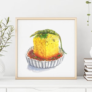 Dhokla | Gujarati Food | Indian Street Food Art | Desi Food Art | Watercolor Digital Art | Indian Food