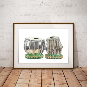 Tabla | Watercolor Digital Printable Art | Indian Classical Music | Indian Art | Hindustani