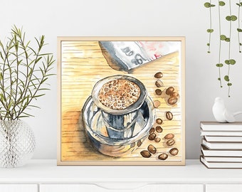 Le meilleur de Chennai : art numérique café filtre | Délice de l'Inde du Sud | Culture culinaire de Chennai | Décoration murale indienne | Art numérique imprimable