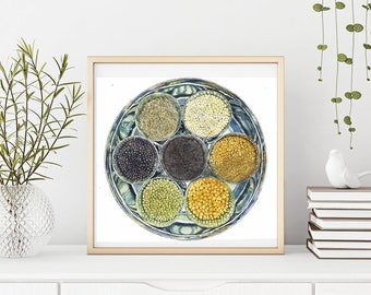 Indian Masala Box Watercolor Art Print | Anjarai Petti (Digital Download)