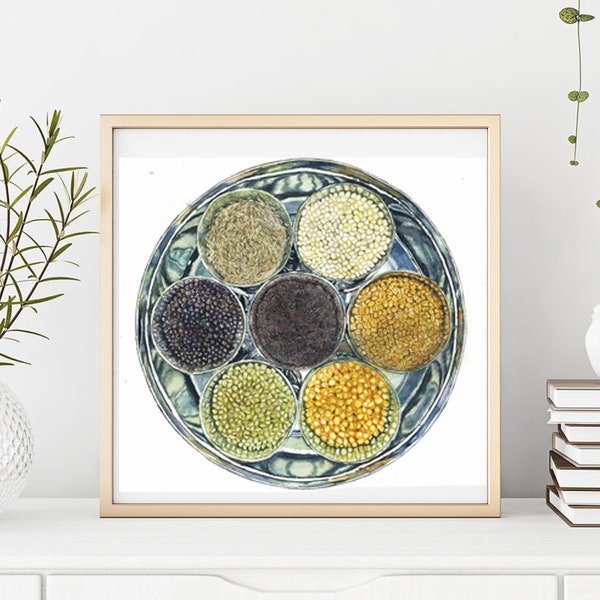 Indian Masala Box | Indian Spice Box | Masala Dabba | Anjarai Petti | Indian Art | Indian Food | Watercolor Art | Digital Art