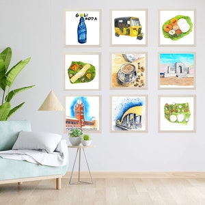Chennai Collection | Set of 9 Digital Prints | South Indian Art | Watercolor Art | Desi Art