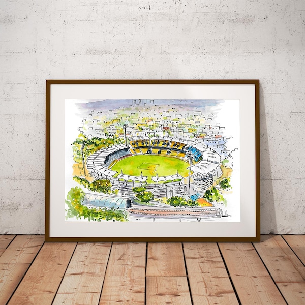 Chennai Chepauk Stadium | Cricket | Chennai | Indian Art| Indian Architecture | Indian Wall Decor | Watercolor Art | Digital Art