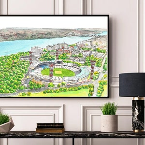 Eden Gardens Cricket Stadium Kolkata Digital / Acuarela / Cricket / Arte Digital / Arte imprimible / Kolkata Art / Arte indio / Deportes indios