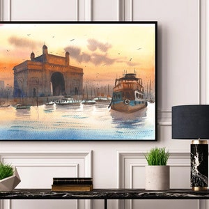Gateway Of India Watercolor Printable Art | Digital Art | India Art | Mumbai Art