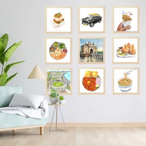 Mumbai Kollektion | Set von 9 Digitaldrucken | Indische Kunst | Desi Kunst | Aquarell Drucke