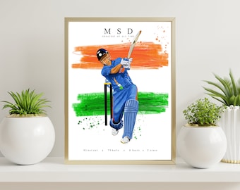 Dhoni Digital Poster | Cricket Poster | Printable Cricket Art | Dhoni Poster | Indian Cricket | MSD
