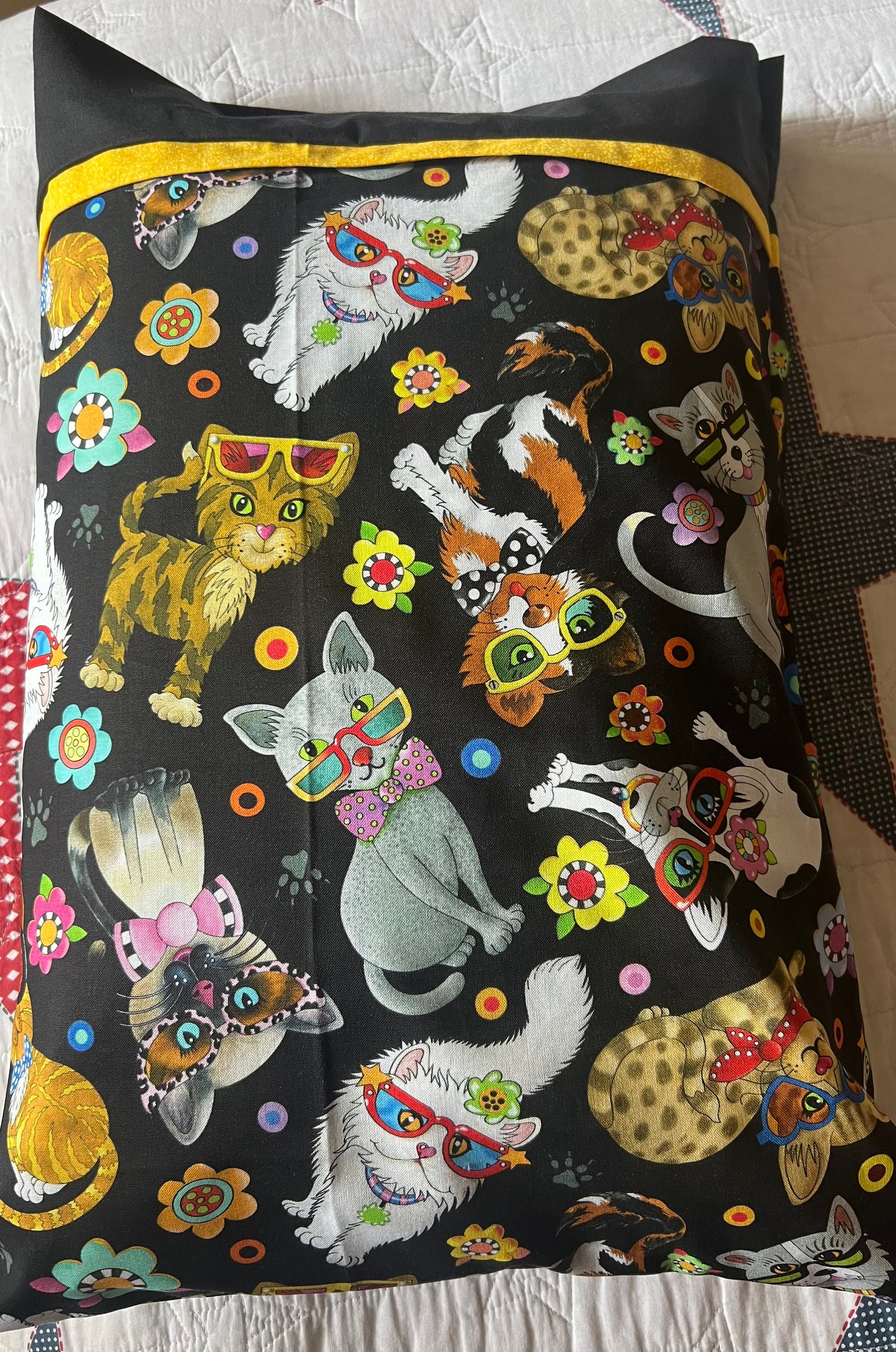 Cats in Cool Sunglasses, 14”x20” Travel Pillow, pillowcase, linens, pillow, homemade,