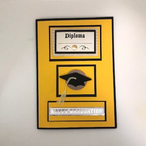 Carte de graduation, carte de félicitations, carte de remise de diplôme universitaire, carte de remise de diplôme d'études secondaires, remise des diplômes, carte de diplômé en relief, voeux 3D fait main