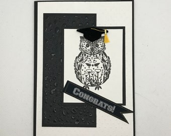 Graduations Card, Congratulations Card, Handmade Graduation card, High school grad, Gift for Grad, Graduate, College grad card, Wise Owl