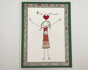 Carte De Salutation Faite Main De Maman Et De Fleurs De Joyeux Etsy