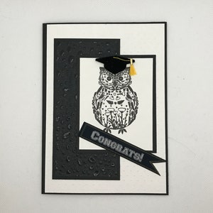 Carte de graduation, carte de félicitations, carte de remise de diplôme faite main, diplômé du secondaire, cadeau pour un diplômé, diplômé, carte de diplômé universitaire, hibou sage