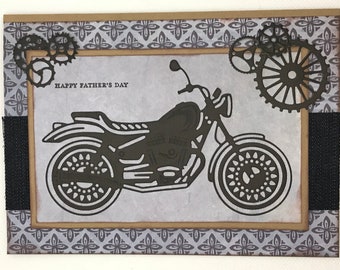 Motorcycle card, Happy Fathers Day Card, Biker Card, Vintage Motorcycle, Motorcycle, Handmade greeting card, Fathers Day card, Fathers Day