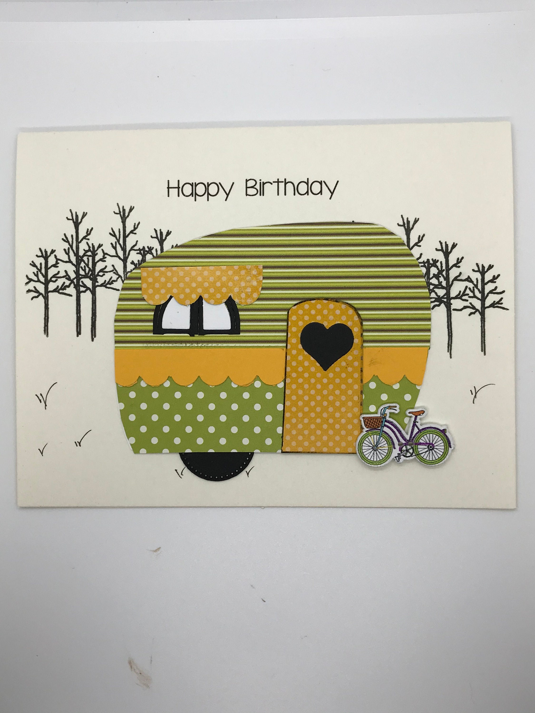 Handmade birthday card Camping birthday card Vintage camper Etsy